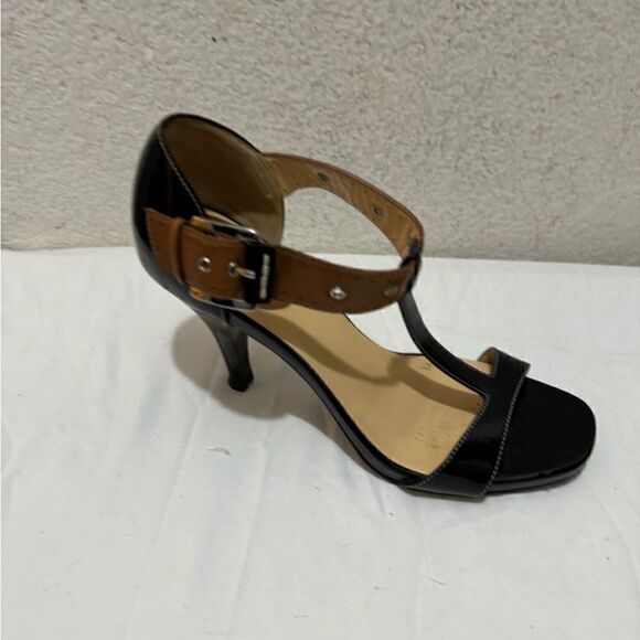 Cole Haan Air London T Strap Sandal Heel Patent Leather Black Open Toe 8.5 - Picture 4 of 13